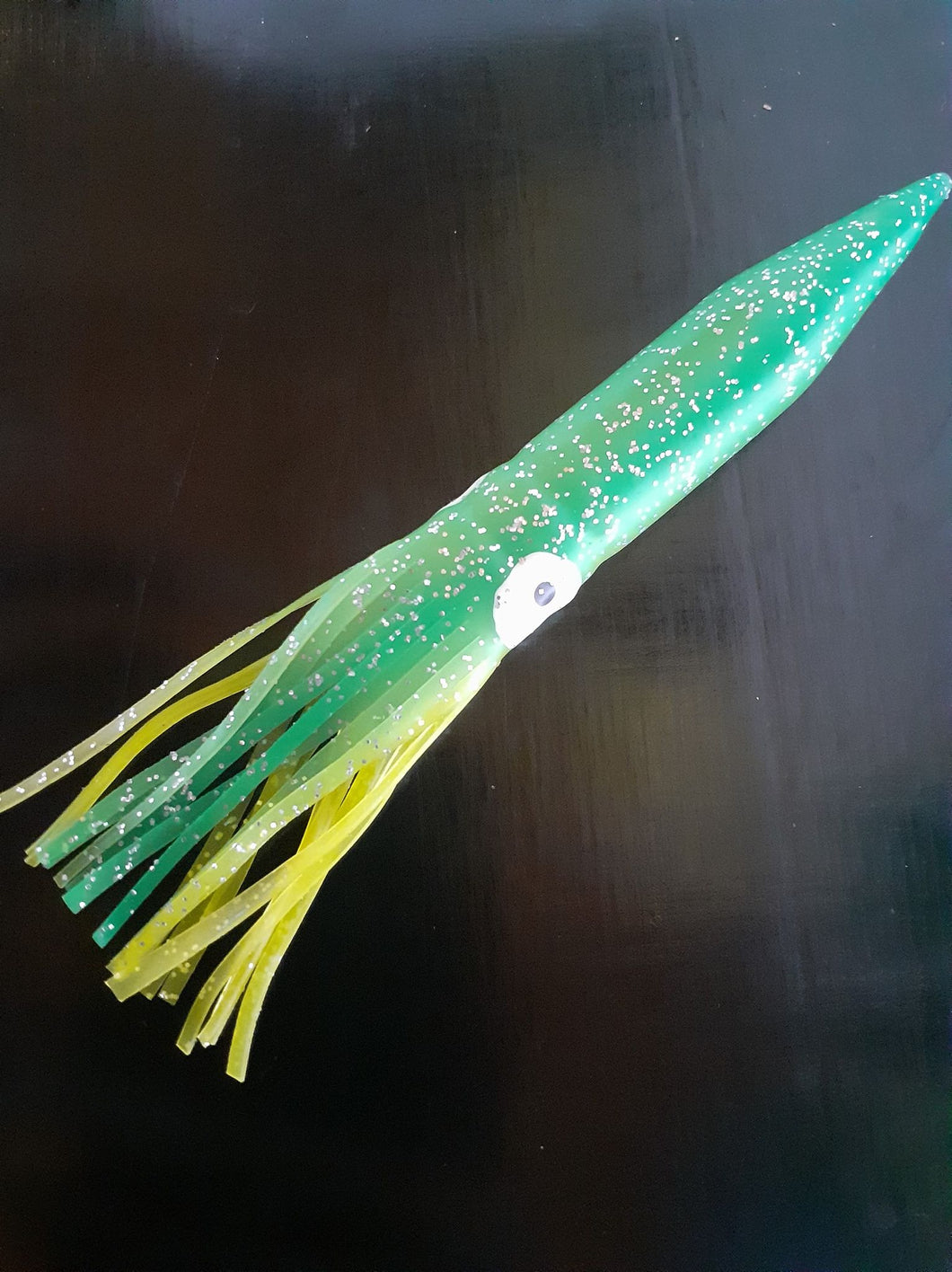 Mustad octopus/ squid bulb skirt, 12cm, yellow green glitter