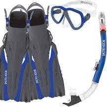 Load image into Gallery viewer, Body glove L/XL , blue/ yellow, mask snorkel fin set
