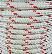 Rope Polyester Double Braid Flecked - W/Red 16mm